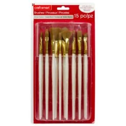 Brown Taklon Variety 15 Piece Brush Set By Craft Smart® -Optima Home Decor Store 10365098