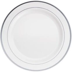10.3" Round Banquet Plates With Silver Trim By Celebrate It™, 10ct.