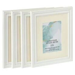 4 White Frames With Mat, 5" X 7", Lifestyles By Studio Décor®