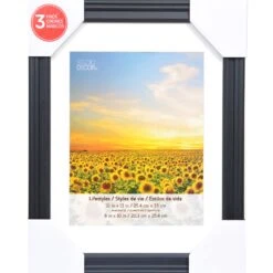3 Black Frames With Mat, 8" X 10", Lifestyles By Studio Décor® -Optima Home Decor Store 10536723
