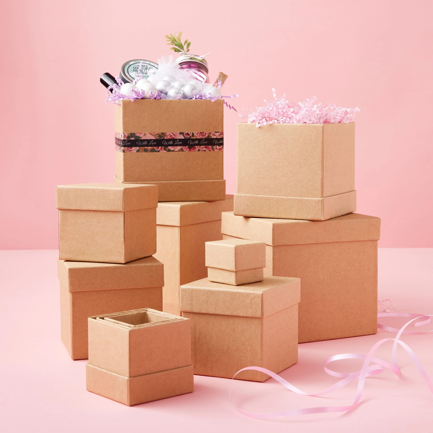 Kraft Square Boxes By Celebrate It™ 4 Kraft Square Boxes By Celebrate It™ - Image 2