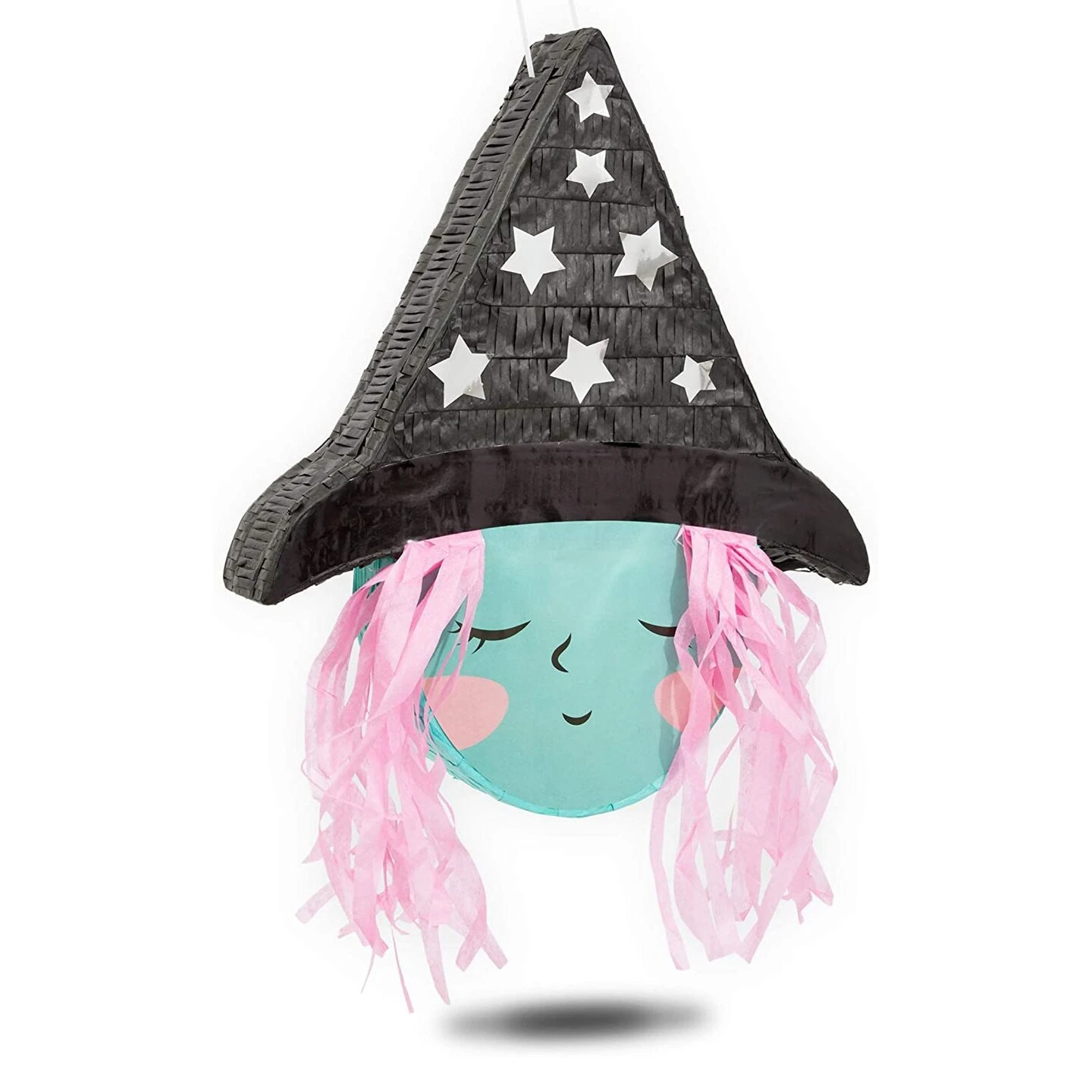 Cute Witch Pinata For Halloween Party Supplies Decorations, Silver Foil Stars Hat With Pink Hair, 16 X 13 X 3 In 3 Cute Witch Pinata For Halloween Party Supplies Decorations, Silver Foil Stars Hat With Pink Hair, 16 X 13 X 3 In