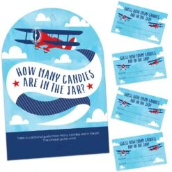Big Dot Of Happiness Taking Flight - Airplane - How Many Candies Vintage Plane Baby Shower Or Birthday Party Candy Guessing Game