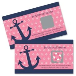 Big Dot Of Happiness Ahoy - Nautical Girl - Baby Shower Or Birthday Party Game Scratch Off Cards - 22 Count