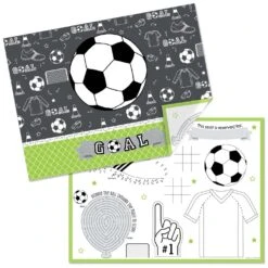Big Dot Of Happiness Goaaal - Soccer - Paper Birthday Party Coloring Sheets - Activity Placemats - Set Of 16