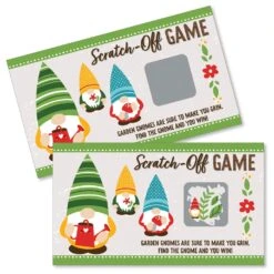 Big Dot Of Happiness Garden Gnomes - Forest Gnome Party Game Scratch Off Cards - 22 Count