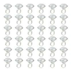 36 Pack Plastic Diamond Rings For Bridal Shower Game, Bulk Set For Bachelorette Party Favors (1 X 1.5 In)