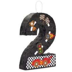 Number 2 Race Car Pinata For Two Fast Birthday Decorations, Party Supplies (Small, 16.5 X 11.85 X 3 In)