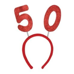 Beistle Club Pack Of 12 Red "50" Glittered Bopper Headband Birthday Party Favors