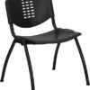 HERCULES Series 880 Lb. Capacity Black Plastic Stack Chair With Oval Cutout Back And Black Frame -Optima Home Decor Store 245139442989152