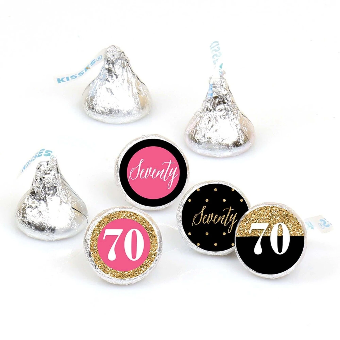 Big Dot Of Happiness Chic 70th Birthday - Pink, Black And Gold - Round Candy Sticker Favors - Labels Fits Chocolate Candy (1 Sheet Of 108) 3 Big Dot Of Happiness Chic 70th Birthday - Pink, Black And Gold - Round Candy Sticker Favors - Labels Fits Chocolate Candy (1 Sheet Of 108)