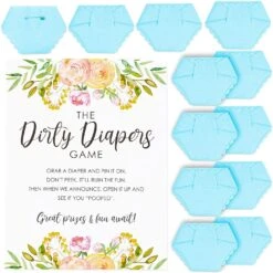 Dirty Diaper Baby Shower Game For Boys (8.5 X 11 Inches, 13-Pack)
