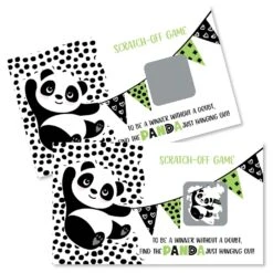 Big Dot Of Happiness Party Like A Panda Bear - Baby Shower Or Birthday Party Game Scratch Off Cards - 22 Count