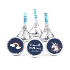 100ct Unicorn Birthday Candy Party Favors Hershey's Kisses Milk Chocolate DIY (100 Candies + 1 Sheet Stickers) - Assembly Required - By Just Candy
