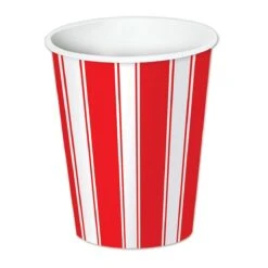 Party Central Club Pack Of 96 Red And White Striped Disposable Paper Drinking Party Tumbler Cups 9 Oz.