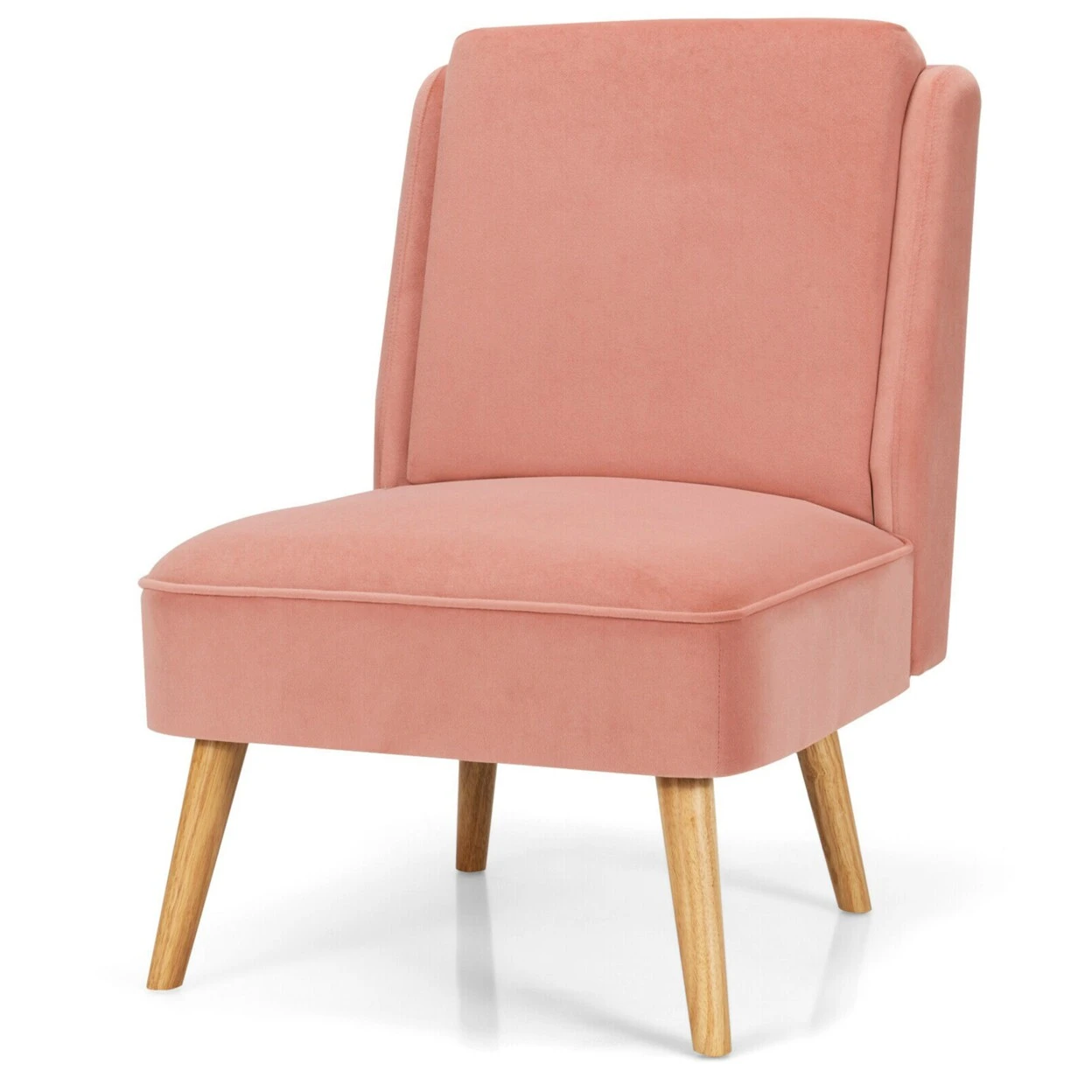 Gymax Velvet Accent Chair Single Sofa Chair Leisure Chair With Wood Frame Pink 3 Gymax Velvet Accent Chair Single Sofa Chair Leisure Chair With Wood Frame Pink