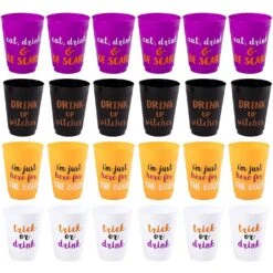 Halloween Plastic Party Cups (16 Oz, 4 Colors, 24-Pack)