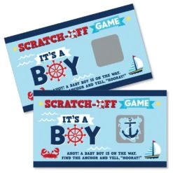 Big Dot Of Happiness Ahoy It's A Boy - Nautical Baby Shower Game Scratch Off Cards - 22 Count