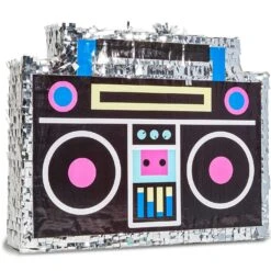 Boombox Pinata - 80s And 90s Theme Party Decorations, Hip Hop, Retro Birthday Supplies (Small, 16.5x13x3 In)