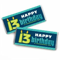 Big Dot Of Happiness Boy 13th Birthday - Candy Bar Wrapper Official Teenager Birthday Party Favors - Set Of 24