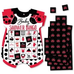 Big Dot Of Happiness Happy Little Ladybug - Picture Bingo Cards And Markers - Baby Shower Shaped Bingo Game - Set Of 18