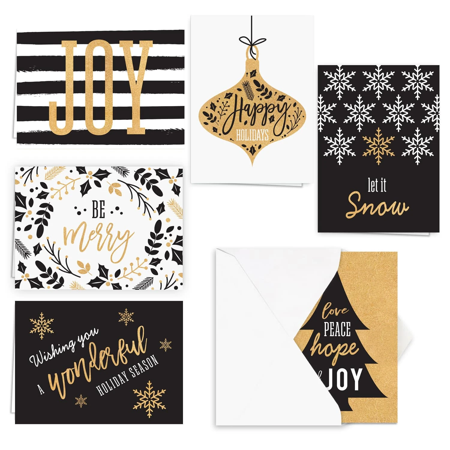 Hortense B. Hewitt Co. Black And Faux Gold Holiday Cards 3 Hortense B. Hewitt Co. Black And Faux Gold Holiday Cards