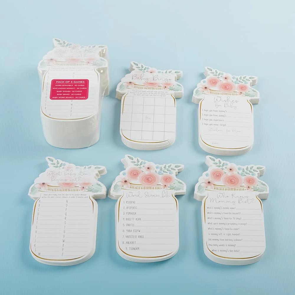 Kate Aspen® Floral Mason Jar Baby Shower 5-Game Card Set 4 Kate Aspen® Floral Mason Jar Baby Shower 5-Game Card Set - Image 2