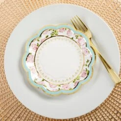Kate Aspen® 7" Blue Tea Time Whimsy Paper Plates, 32ct. -Optima Home Decor Store D235077S 7