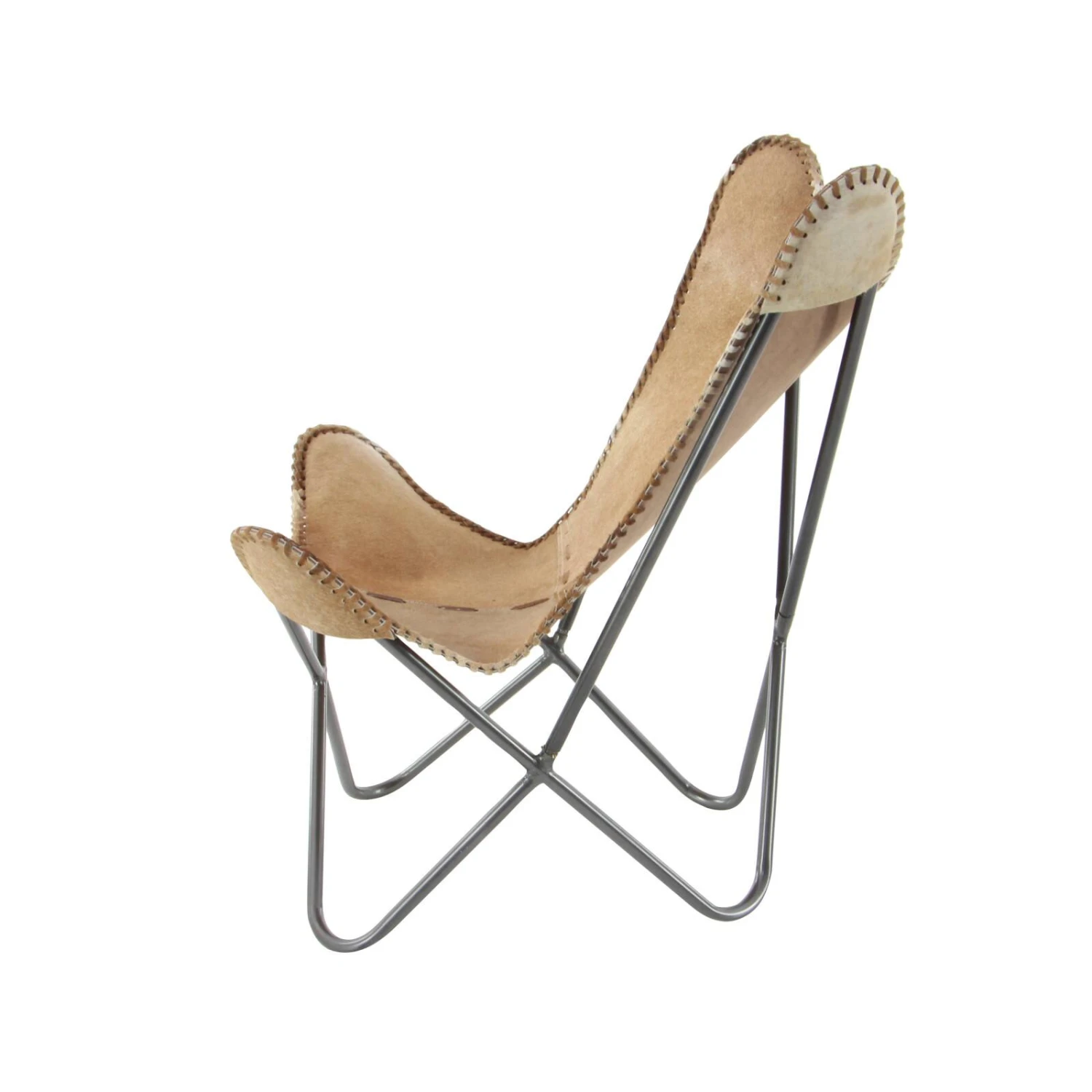 36" Brown Cow Hide Leather & Iron Rustic Accent Chair 6 36" Brown Cow Hide Leather & Iron Rustic Accent Chair - Image 4