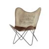 36" Brown Canvas & Iron Rustic Butterfly Accent Chair -Optima Home Decor Store D304061S 1