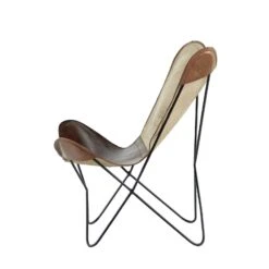 36" Brown Canvas & Iron Rustic Butterfly Accent Chair 12 36" Brown Canvas & Iron Rustic Butterfly Accent Chair -Optima Home Decor Store D304061S 3