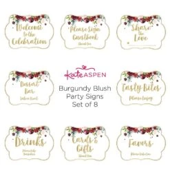 Kate Aspen® Burgundy Blush Floral Party Décor Sign Kit -Optima Home Decor Store D332699S 4