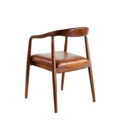 Brown Leather & Teak Contemporary Dining Chair 17 Brown Leather & Teak Contemporary Dining Chair -Optima Home Decor Store D359078S 7