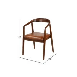 Brown Leather & Teak Contemporary Dining Chair 18 Brown Leather & Teak Contemporary Dining Chair -Optima Home Decor Store D359078S 8