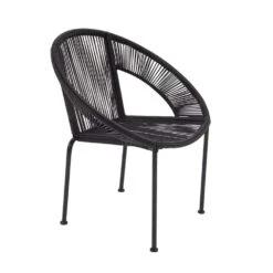 Black Metal Contemporary Outdoor Chair -Optima Home Decor Store D359352S 3