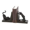 Black Polystone Eclectic Cat Bookends Set