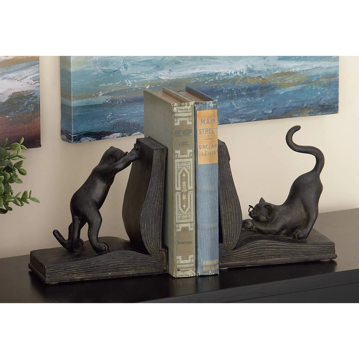Black Polystone Eclectic Cat Bookends Set 10 Black Polystone Eclectic Cat Bookends Set - Image 8