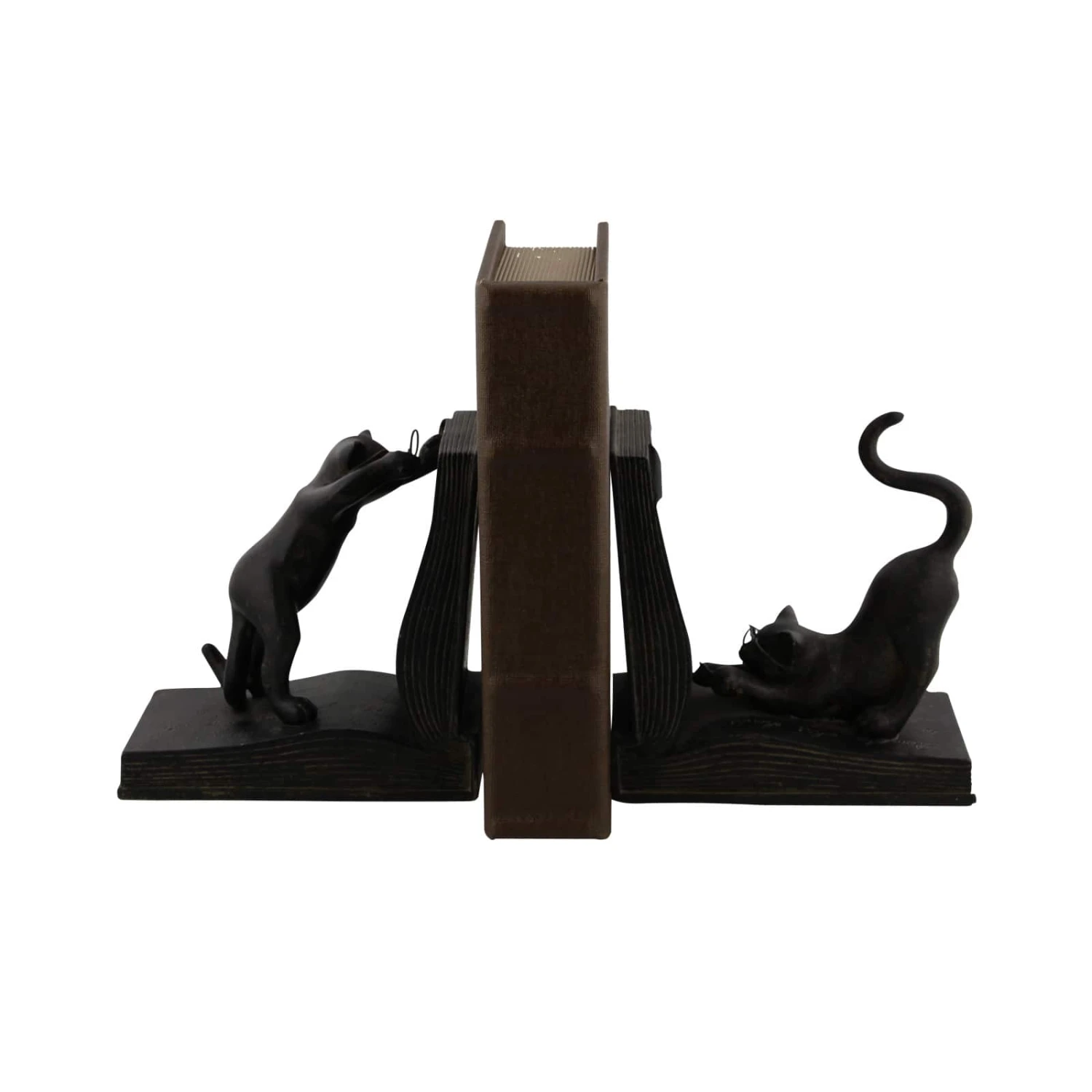 Black Polystone Eclectic Cat Bookends Set 4 Black Polystone Eclectic Cat Bookends Set - Image 2