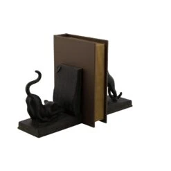 Black Polystone Eclectic Cat Bookends Set 14 Black Polystone Eclectic Cat Bookends Set -Optima Home Decor Store D365420S 5