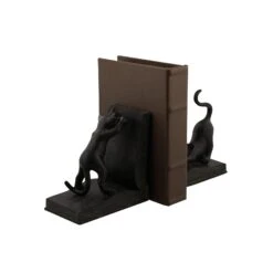 Black Polystone Eclectic Cat Bookends Set 16 Black Polystone Eclectic Cat Bookends Set -Optima Home Decor Store D365420S 7