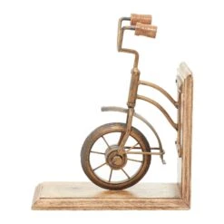 9" Brass & Wood Vintage Bicycle Bookends -Optima Home Decor Store D365481S 6