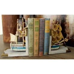 9" White Wood Coastal Sailboat Bookends, 2ct. -Optima Home Decor Store D365520S 12