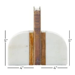 5" White Marble Modern Bookends, 2ct. -Optima Home Decor Store D365531S 5