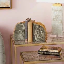 CosmoLiving By Cosmopolitan 7" Gray Glam Stone Bookends, 2ct. -Optima Home Decor Store D365568S 8