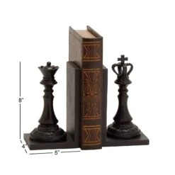 8" Black Chess Bookends, 2ct. -Optima Home Decor Store D365574S 7