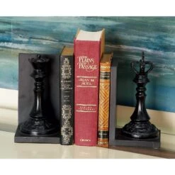 8" Black Chess Bookends, 2ct. -Optima Home Decor Store D365574S 8