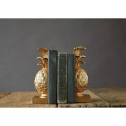 9" Pineapple Shaped Gold Bookend Set -Optima Home Decor Store D493933S 3