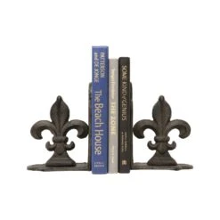 10" Fleur De Lis Shaped Iron Bookend Set -Optima Home Decor Store D493976S 3