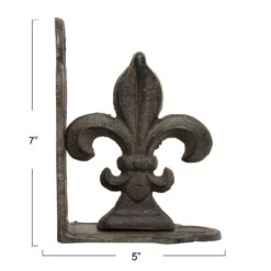 10" Fleur De Lis Shaped Iron Bookend Set -Optima Home Decor Store D493976S 4