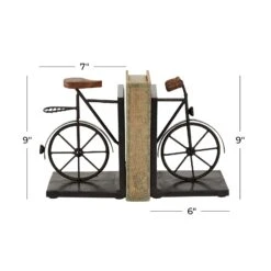 9" Contemporary Bicycle Iron Bookend Set 23 9" Contemporary Bicycle Iron Bookend Set -Optima Home Decor Store D494219S 7